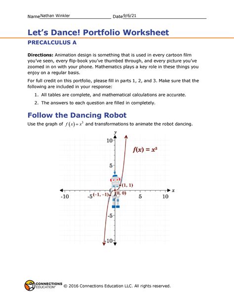 let’s dance portfolio worksheet precalculus a